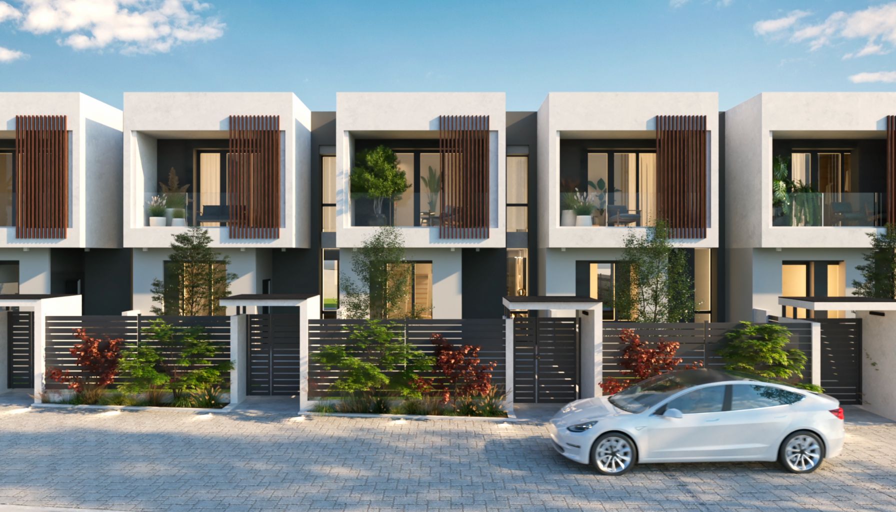 Render residenze eco-sostenibili a schiera